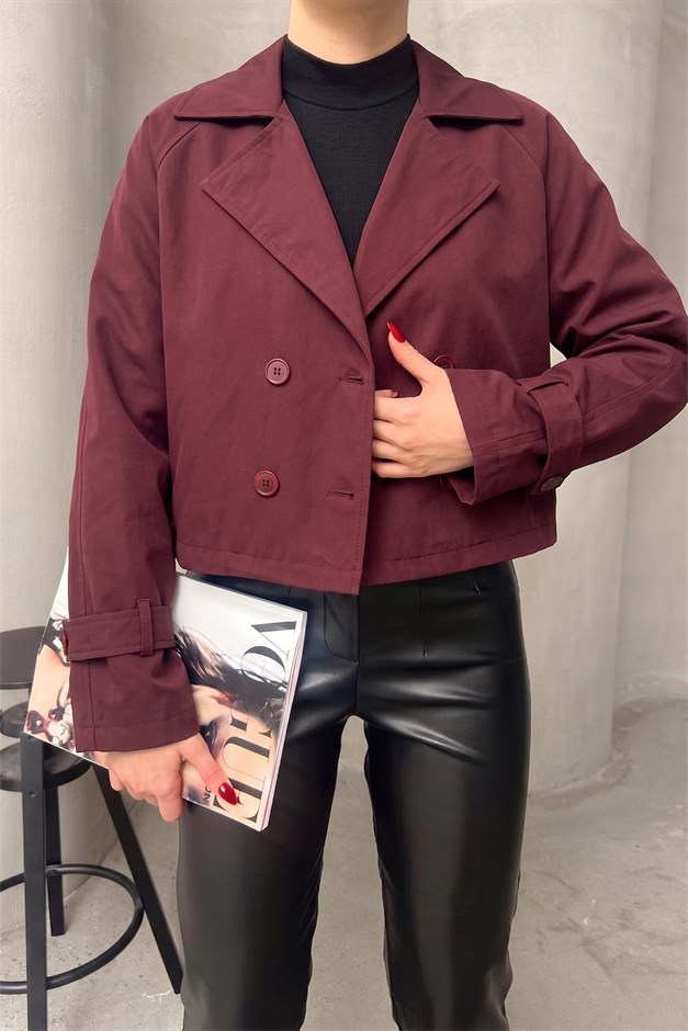 Kruvaze Oversize Ceket BORDO 8278