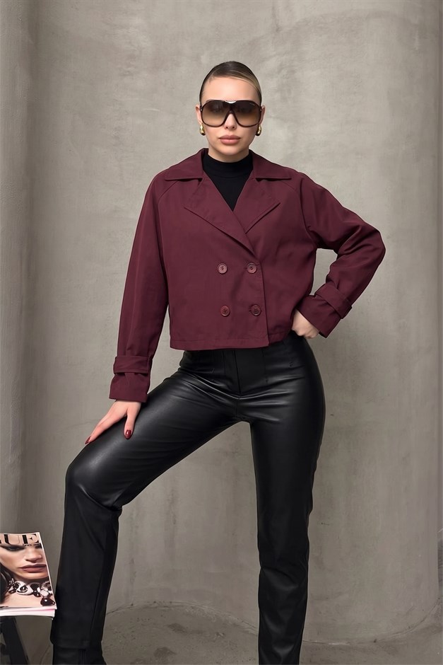 Kruvaze Oversize Ceket BORDO 8278