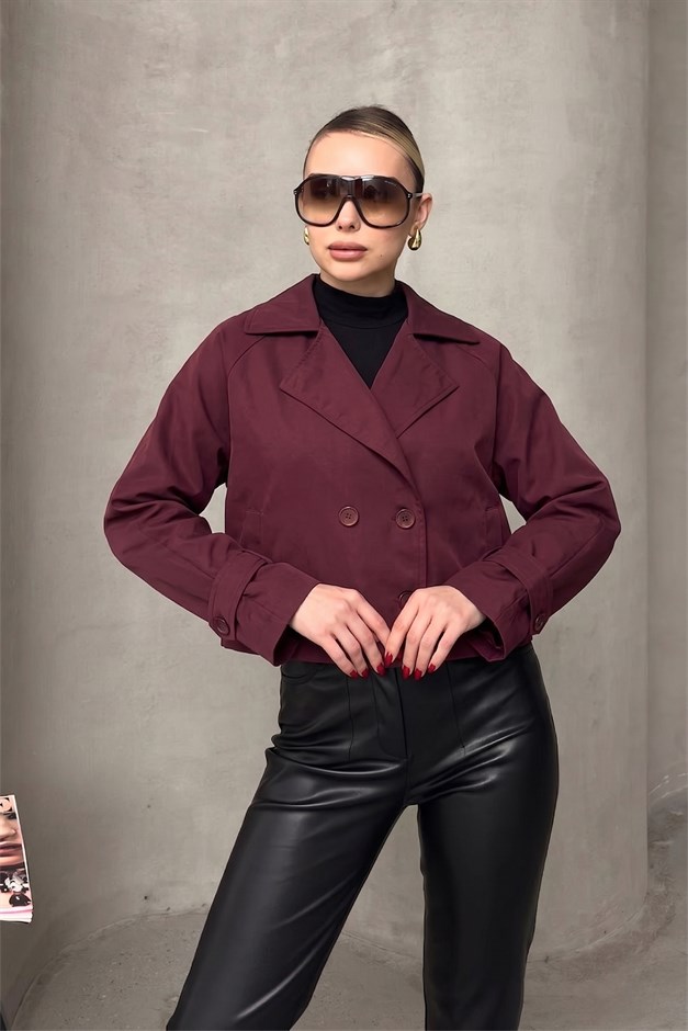 Kruvaze Oversize Ceket BORDO 8278