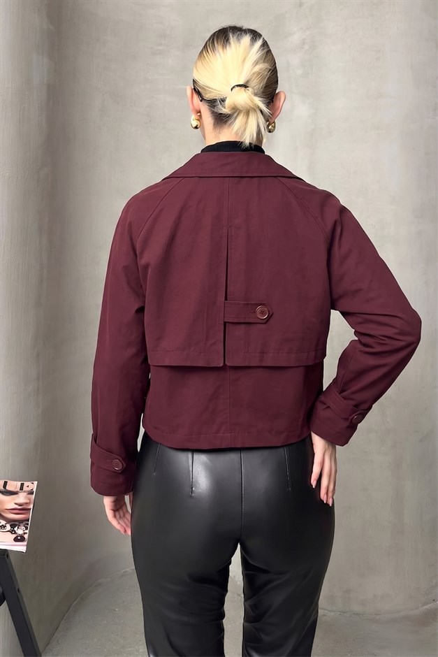 Kruvaze Oversize Ceket BORDO 8278