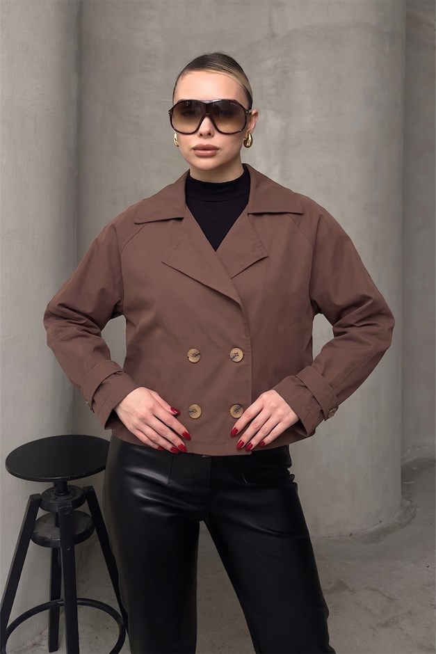 Kruvaze Oversize Ceket KAHVE 8278