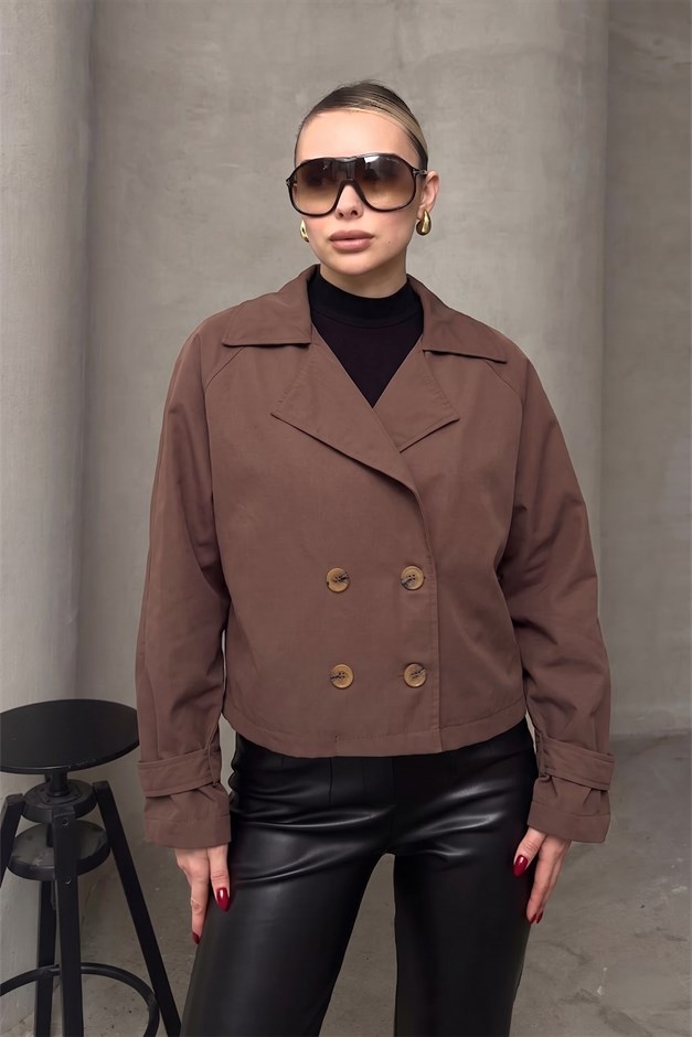 Kruvaze Oversize Ceket KAHVE 8278