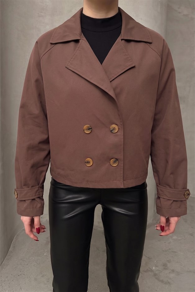 Kruvaze Oversize Ceket KAHVE 8278