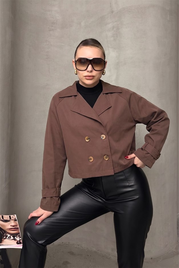 Kruvaze Oversize Ceket KAHVE 8278