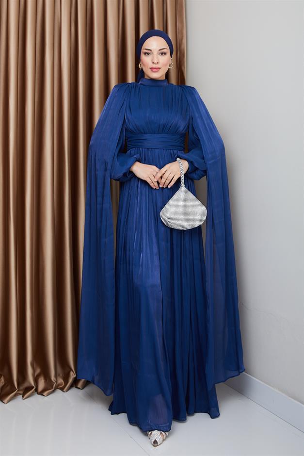 فستان سهرة حرير من يورغو مع وشاح وتفاصيل عباءة ك. نيلي 1237