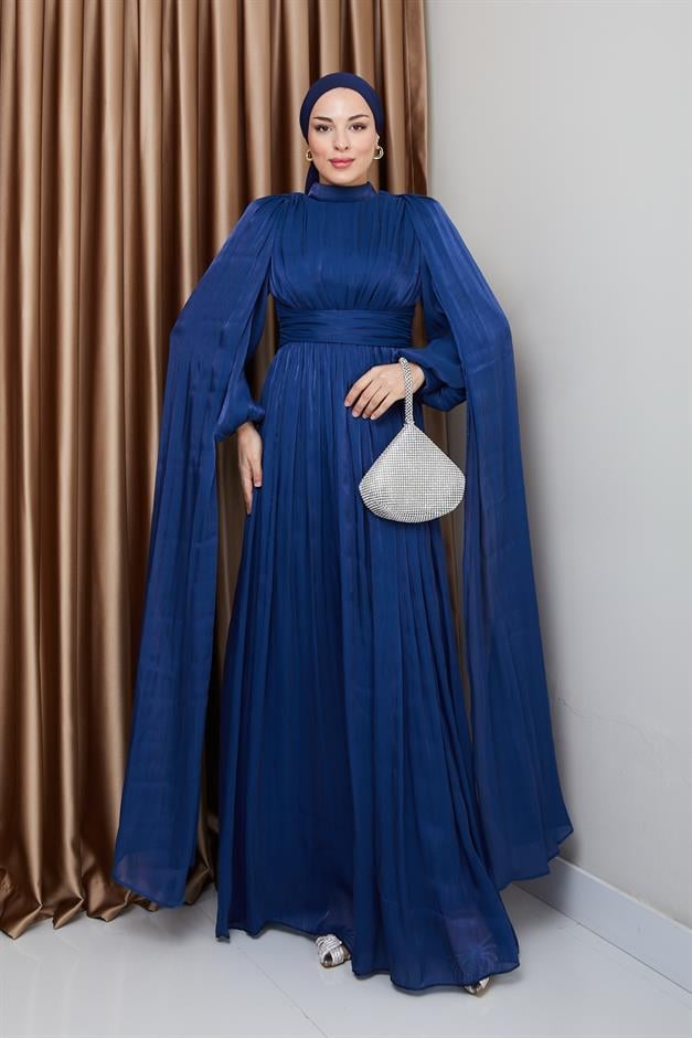 فستان سهرة حرير من يورغو مع وشاح وتفاصيل عباءة ك. نيلي 1237