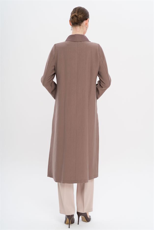 Narrow Detailed Handkerchief Collar Unlined Modal Cape COFFEE 6750