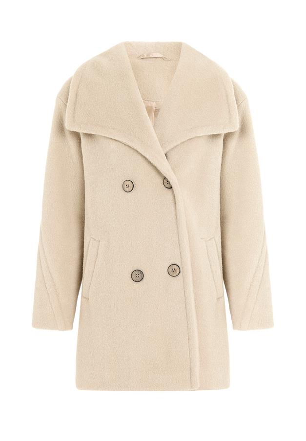 معطف واسع الصدر مع ياقة منديل يفعل 3129