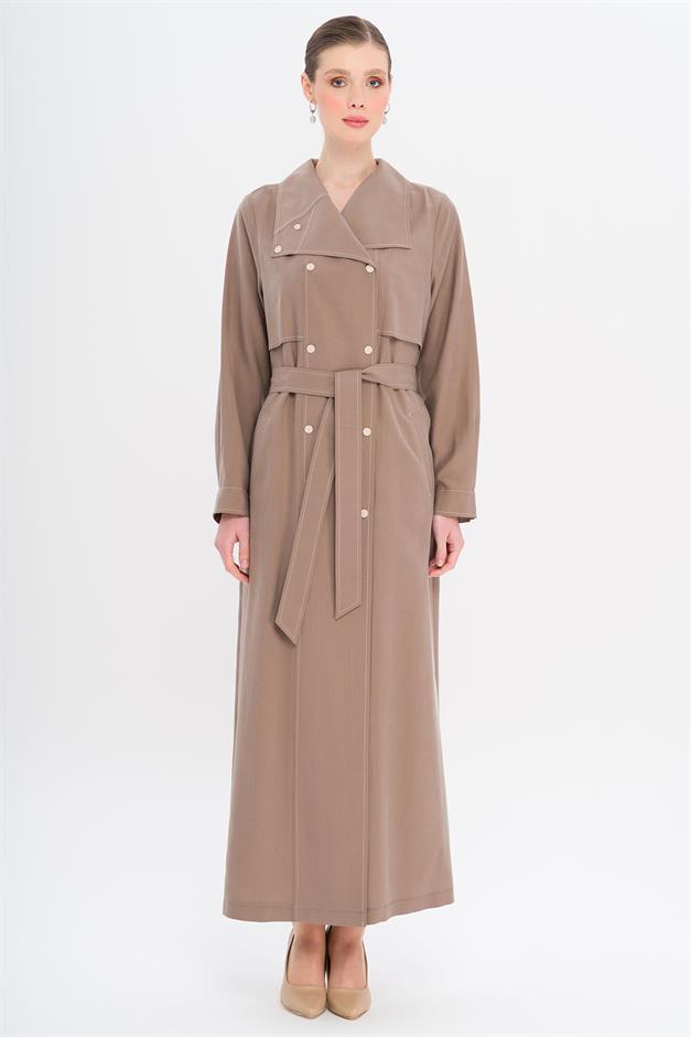 Handkerchief Collar Cape and Snap Detailed Unlined Modal Cape A.COFFEE 6729