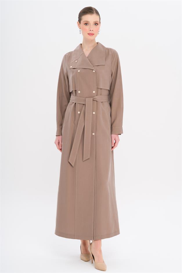 Handkerchief Collar Cape and Snap Detailed Unlined Modal Cape A.COFFEE 6729