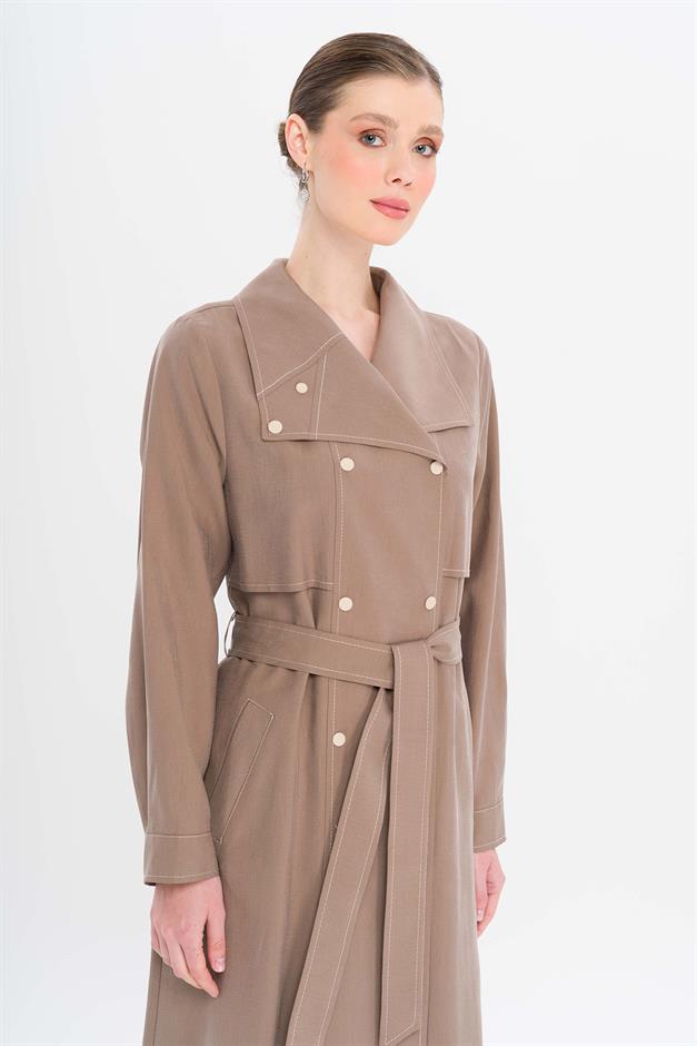 Handkerchief Collar Cape and Snap Detailed Unlined Modal Cape A.COFFEE 6729