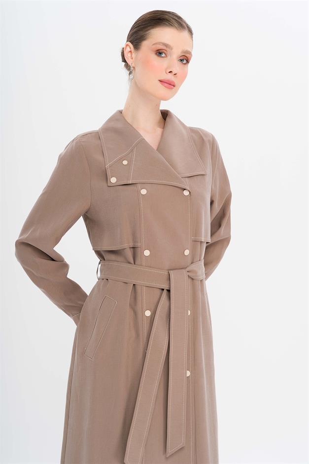 Handkerchief Collar Cape and Snap Detailed Unlined Modal Cape A.COFFEE 6729