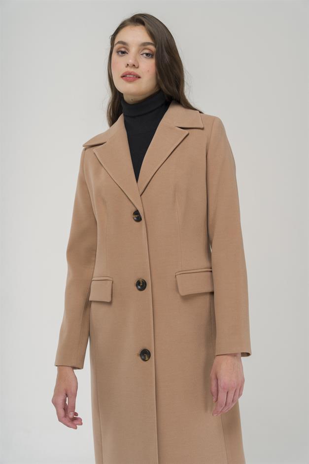 Mono Collar Flap Pocket Long Coat CAMEL 3918