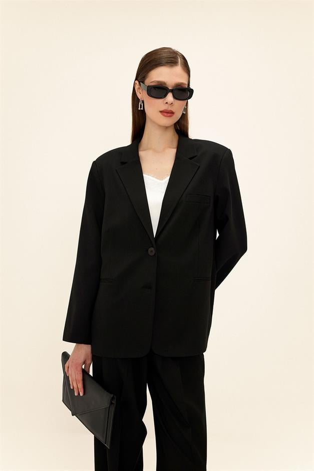 Mono Yaka Oversize Blazer Ceket BLACK 8262