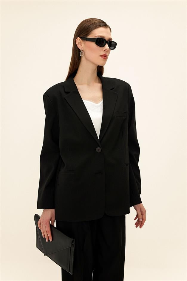 Mono Yaka Oversize Blazer Ceket BLACK 8262