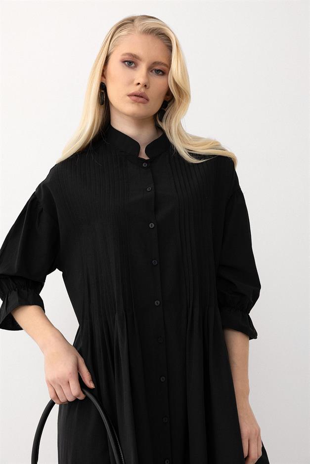 Loose Dress with Ribbed Detail BLACK 9285-E