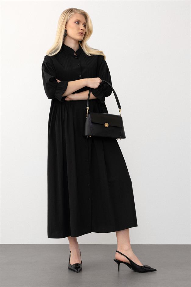 Loose Dress with Ribbed Detail BLACK 9285-E