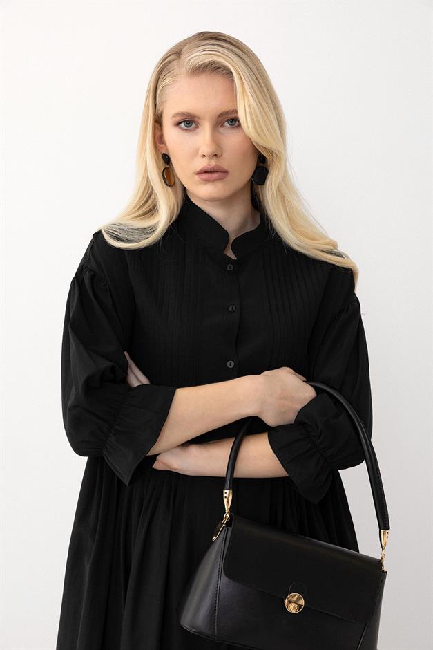 Loose Dress with Ribbed Detail BLACK 9285-E