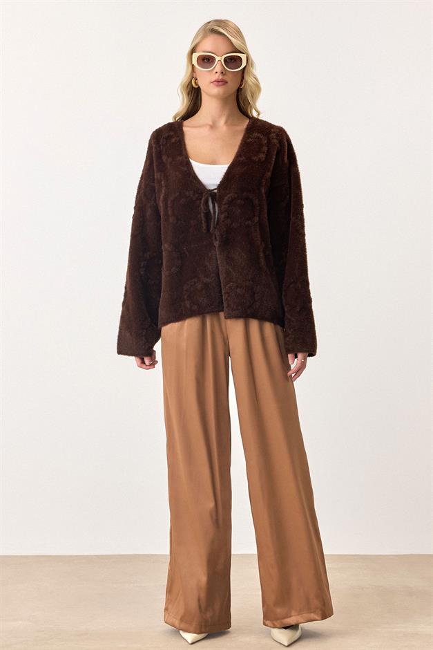 Front-Tie Soft Knit Cardigan COFFEE 8267