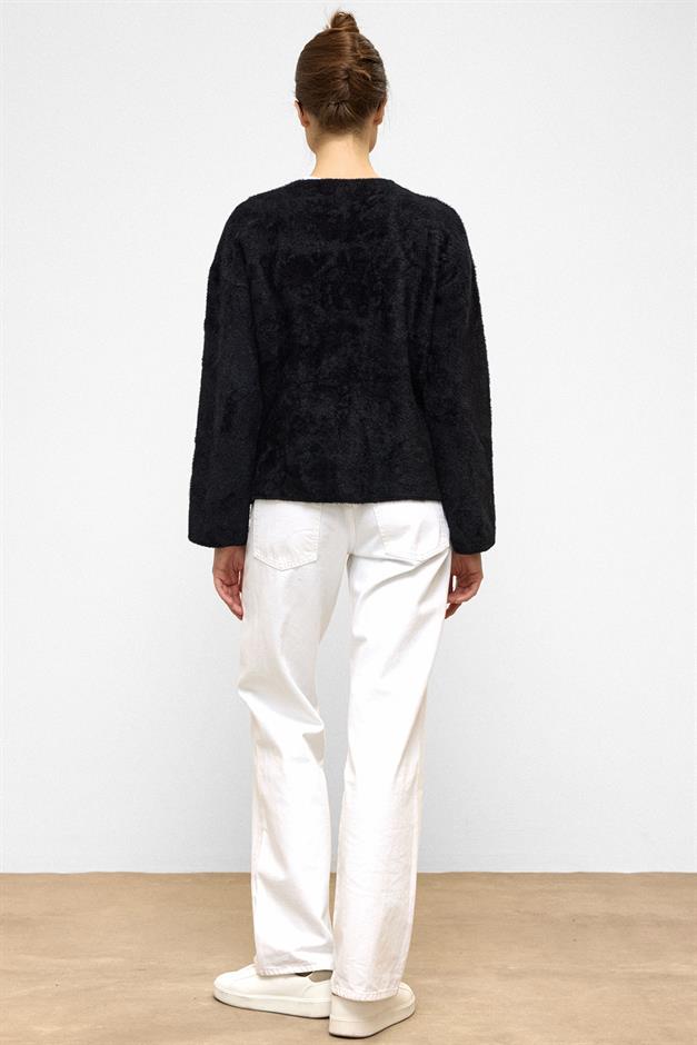 Front-Tie Soft Knit Cardigan BLACK 8267