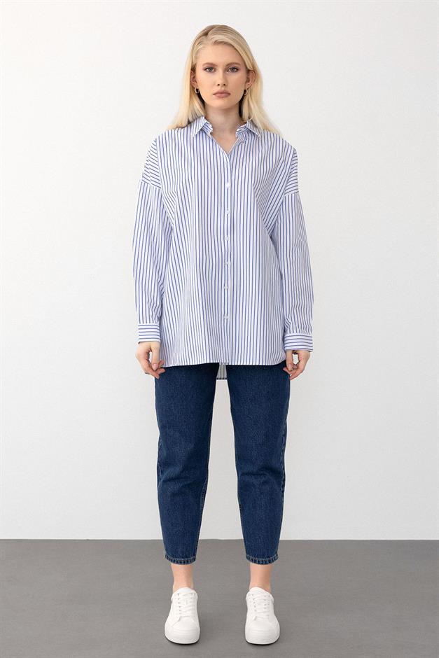Oversize Basic Shirt BLUE-WHITE 9281