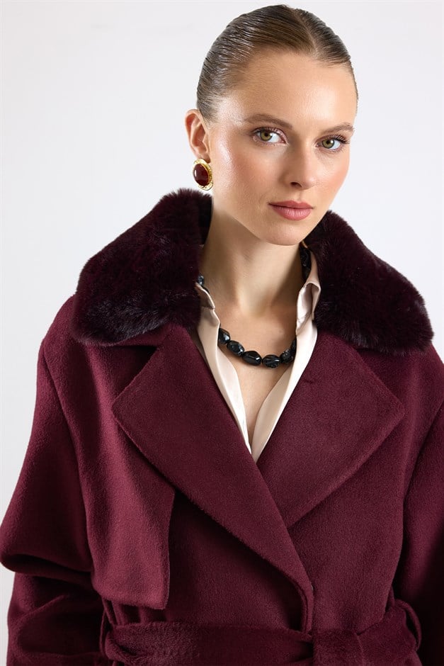 Oversize Çıkabilen Kürklü Düşük Kol  Kaban MÜRDÜM 3178