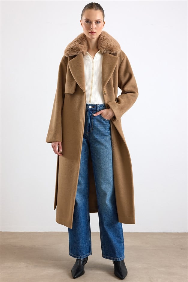Oversize Çıkabilen Kürklü Düşük Kol  Kaban K. KAMEL 3178