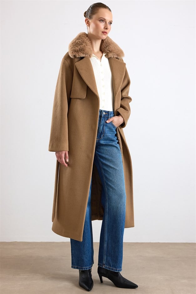 Oversize Çıkabilen Kürklü Düşük Kol  Kaban K. KAMEL 3178