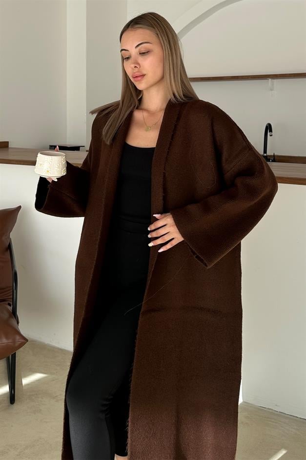 Oversize Thick Knit Long Cardigan COFFEE 8274