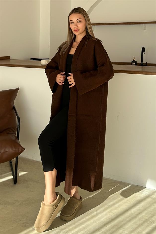 Oversize Thick Knit Long Cardigan COFFEE 8274
