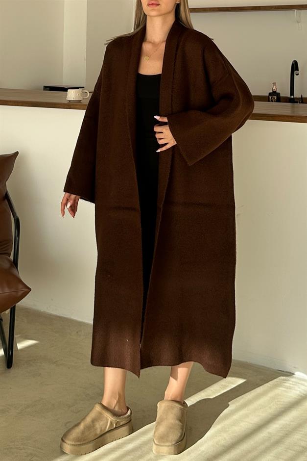 Oversize Thick Knit Long Cardigan COFFEE 8274