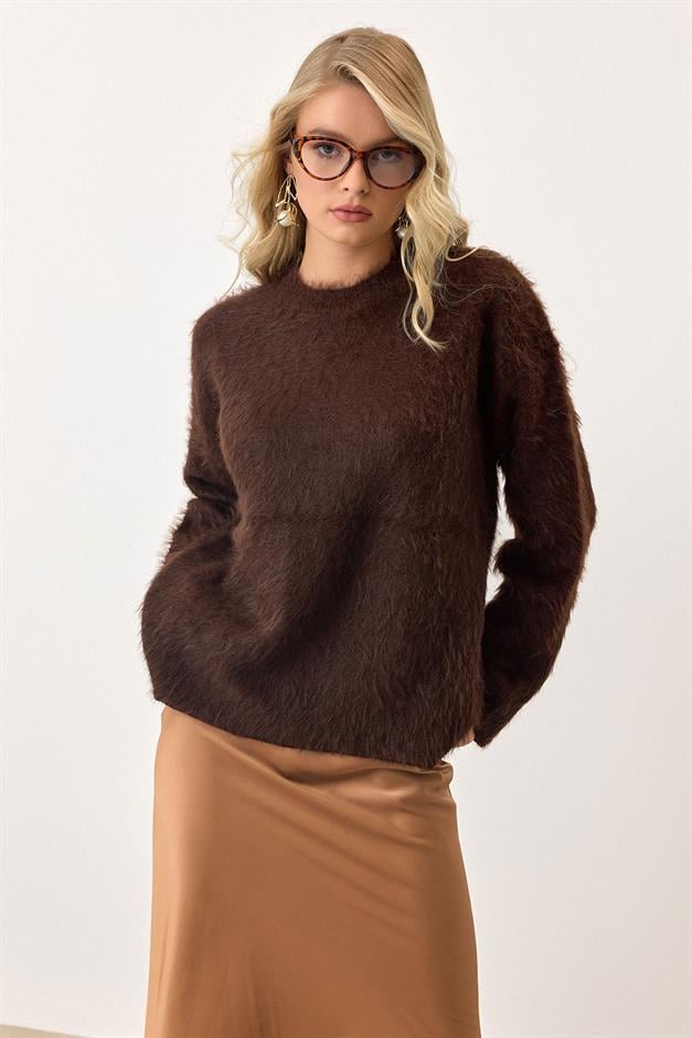 Oversize Fluffy Soft Sweater COFFEE 8270