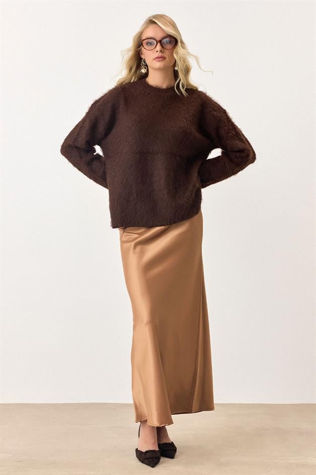 Oversize Fluffy Soft Sweater COFFEE 8270