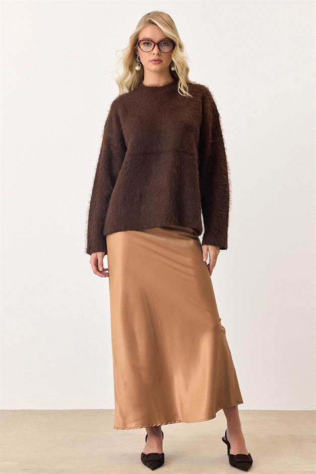 Oversize Fluffy Soft Sweater COFFEE 8270