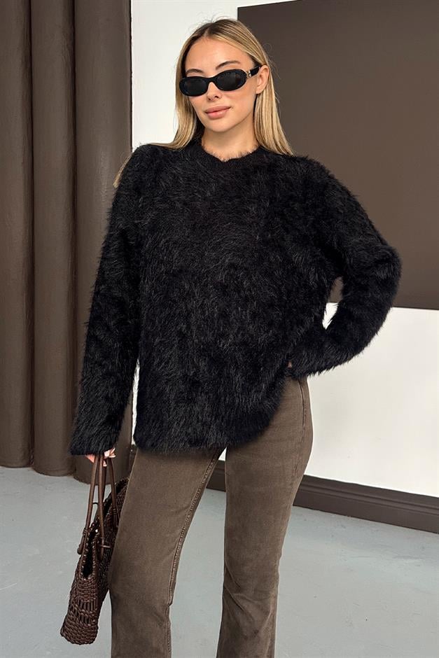 Oversize Fluffy Soft Sweater BLACK 8270