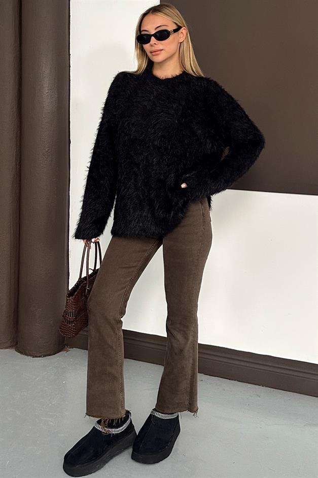 Oversize Fluffy Soft Sweater BLACK 8270