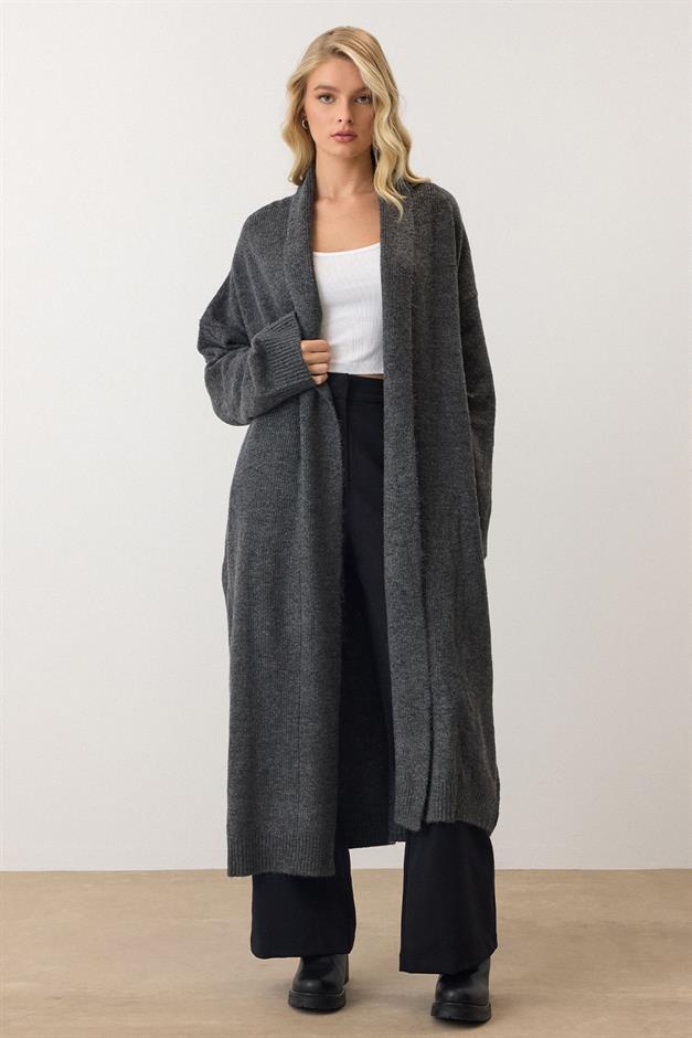 Oversize Long Knit Cardigan HARD COAL 8271