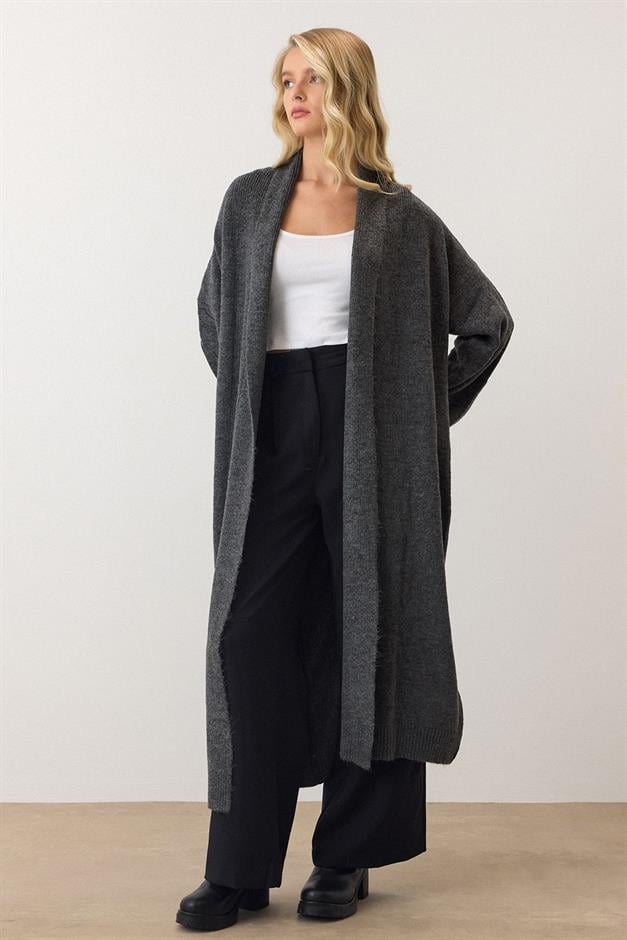 Oversize Long Knit Cardigan HARD COAL 8271