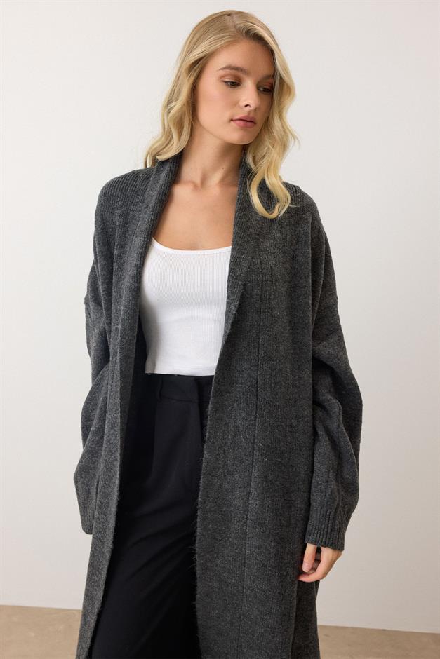 Oversize Long Knit Cardigan HARD COAL 8271