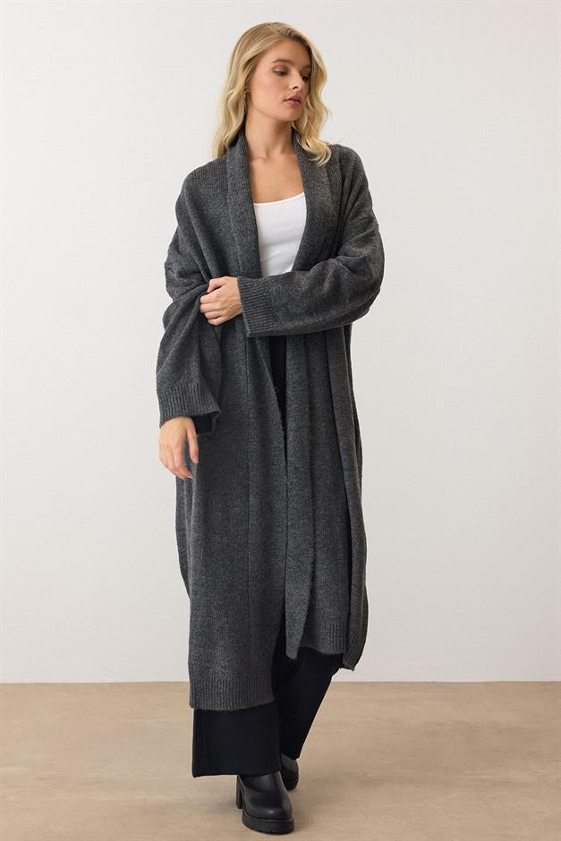 Oversize Long Knit Cardigan HARD COAL 8271