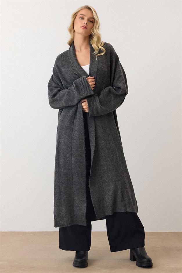 Oversize Long Knit Cardigan HARD COAL 8271