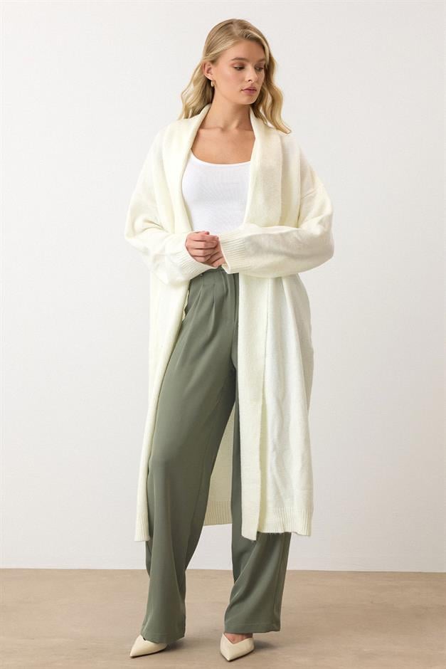 Oversize Long Knit Cardigan IVORY 8271