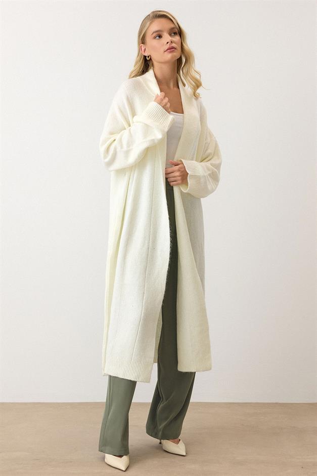 Oversize Long Knit Cardigan IVORY 8271
