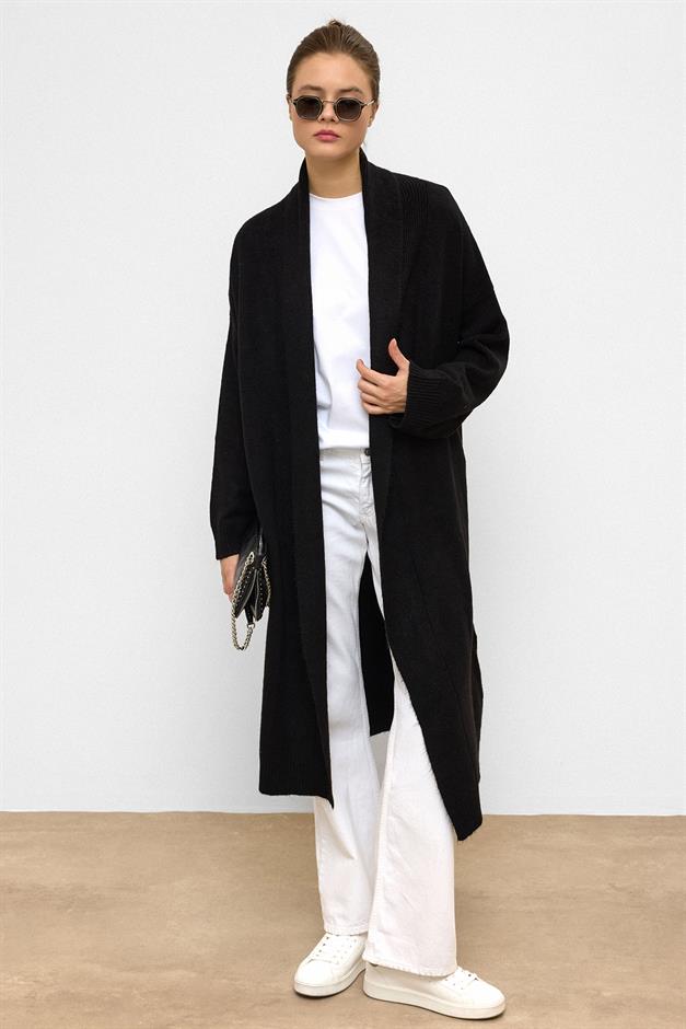 Oversize Long Knit Cardigan BLACK 8271