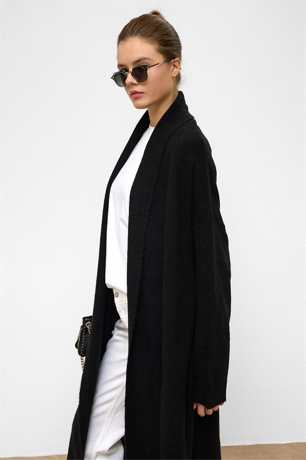 Oversize Long Knit Cardigan BLACK 8271