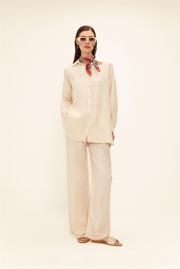 Trousers Shirt Cotton Casual Suit IVORY 9311-TK