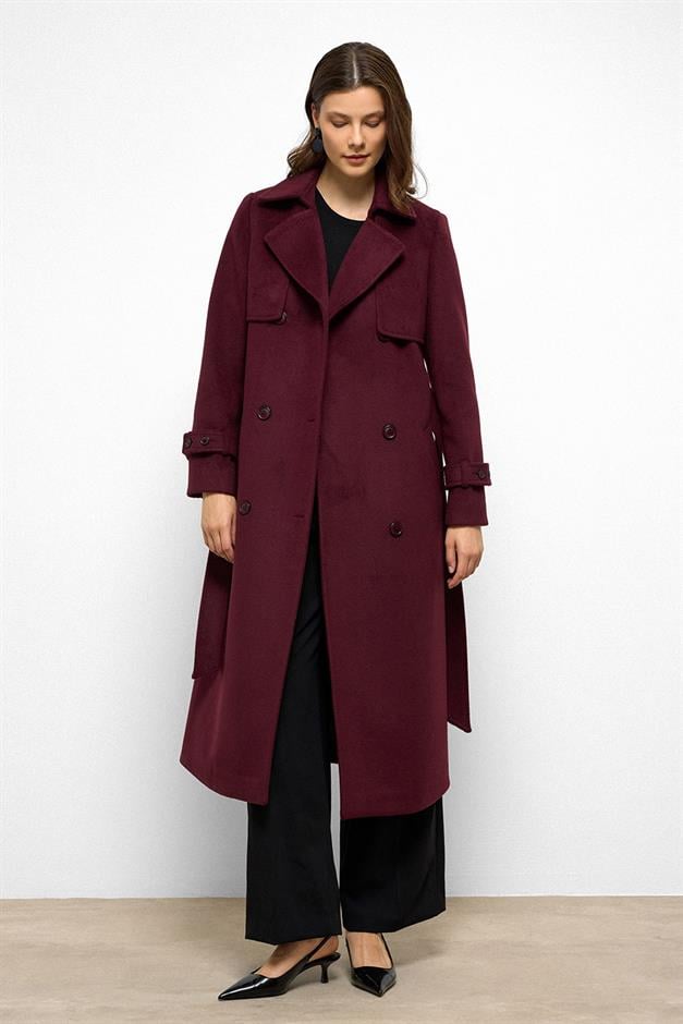 معطف مزدوج الصدر مع تفاصيل الرأس دامسون 3091