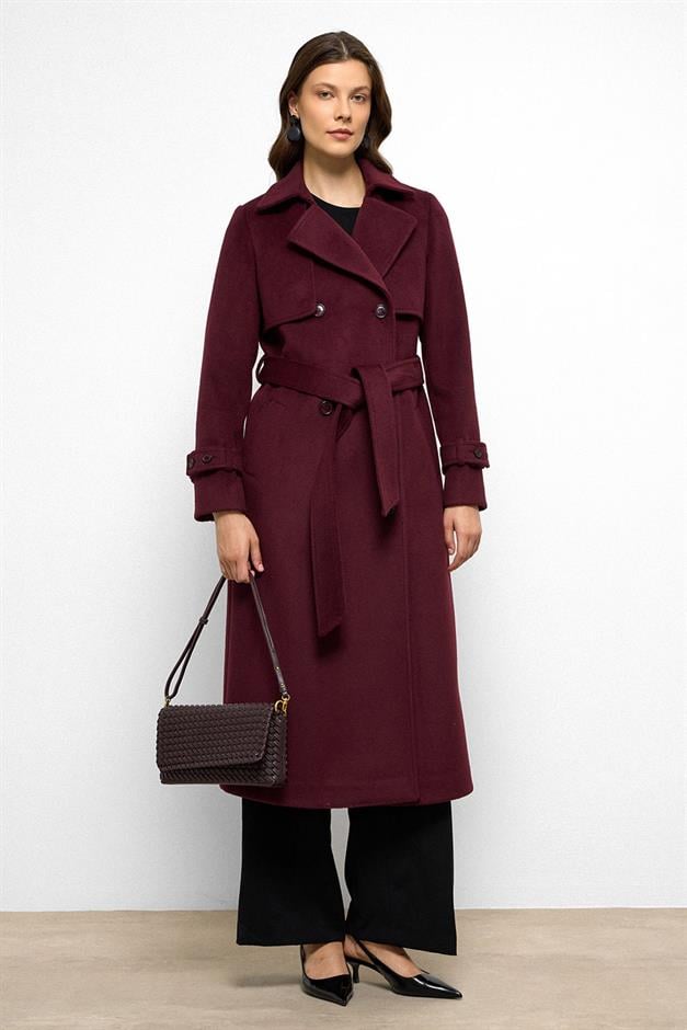 معطف مزدوج الصدر مع تفاصيل الرأس دامسون 3091