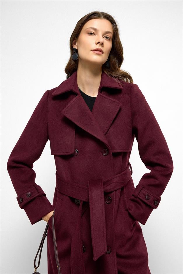 معطف مزدوج الصدر مع تفاصيل الرأس دامسون 3091