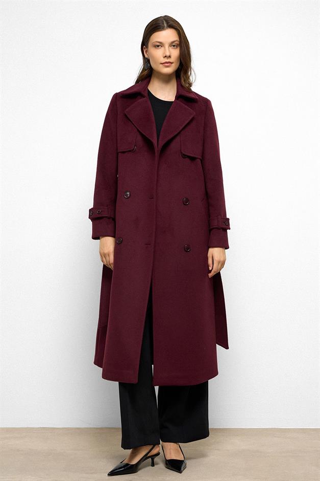 معطف مزدوج الصدر مع تفاصيل الرأس دامسون 3091